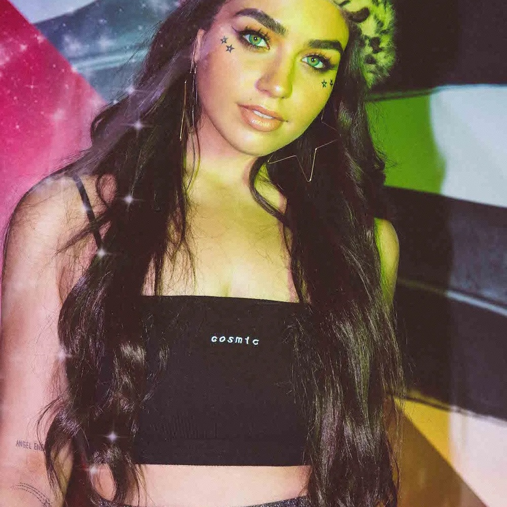 Cartia Mallan x Princess Polly black cosmic embroidered tank top